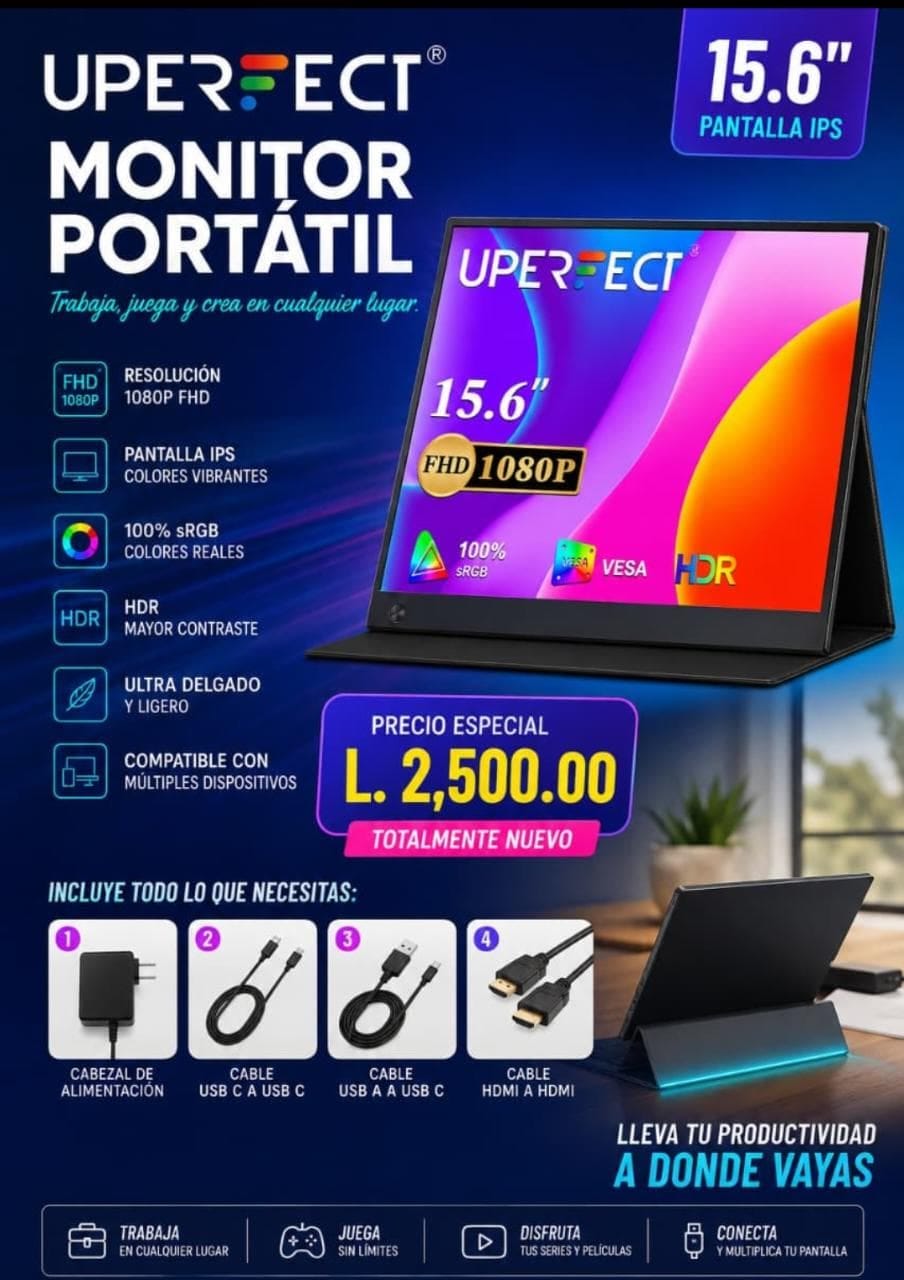 UPERFECT 15.6" Monitor Portatil 1080P Display LCD Screen 2*USB C